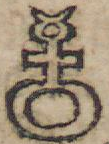 Combined sign of mercury and antimony reproduced as printed in the 1682 testament.